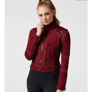 Blanc noir suede mesh moto jacket